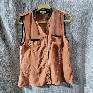 Mine Women's Copper And Black Colored Sheer Sleeveless Blouse Size M